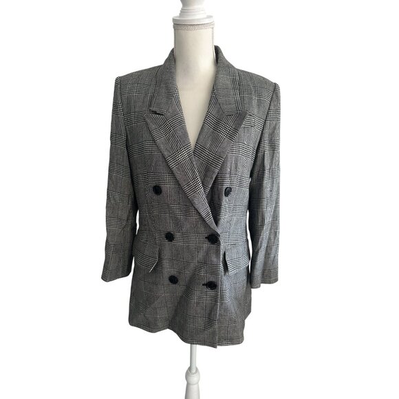 FRAME Relaxed Everyday Gray Glenplaid Double Breasted Blazer Jacket Size Small - Picture 5 of 8